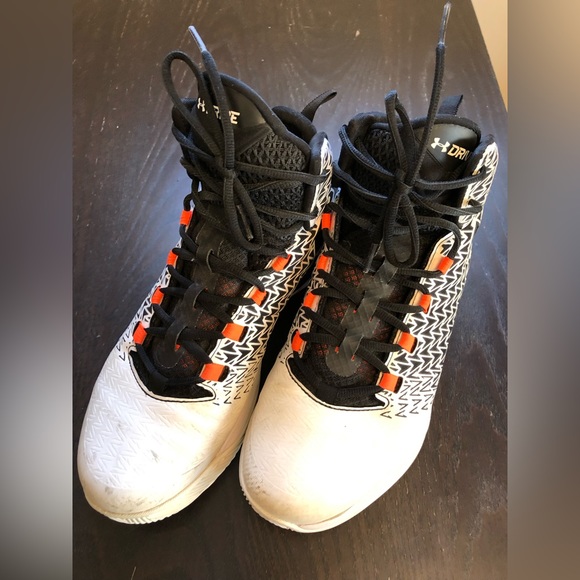 Under Armour Drive high top men’s shoes size 9 white w/ black and orange - Picture 2 of 6